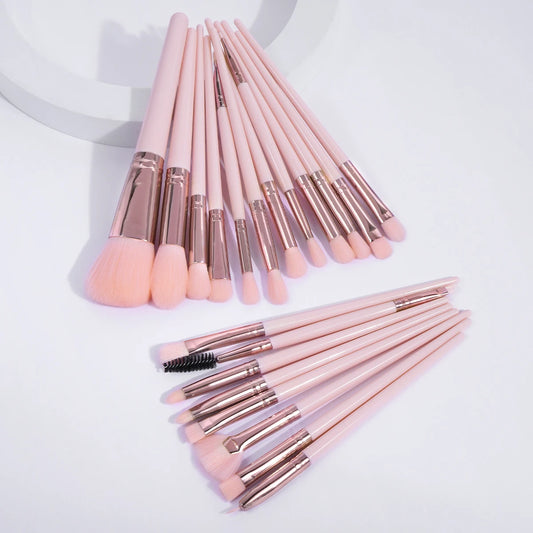 MAANGE 20PCS Pink Makeup Brush & Puff Set – Foundation, Eyeshadow & More