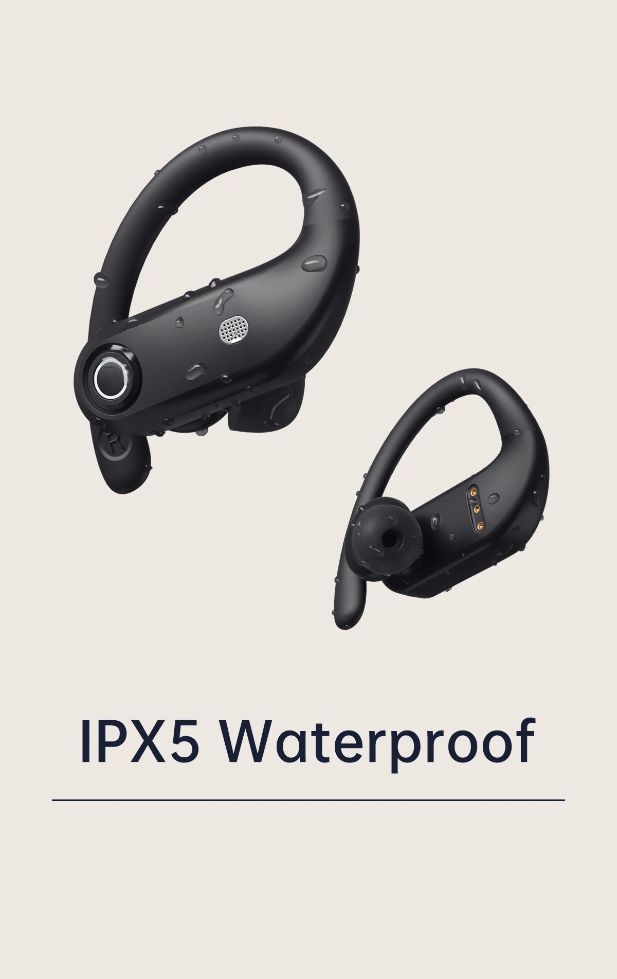 K23 TWS Bluetooth 5.0 Earbuds with Mic & Earhook – Noise Cancelling Wireless Sports Headphones