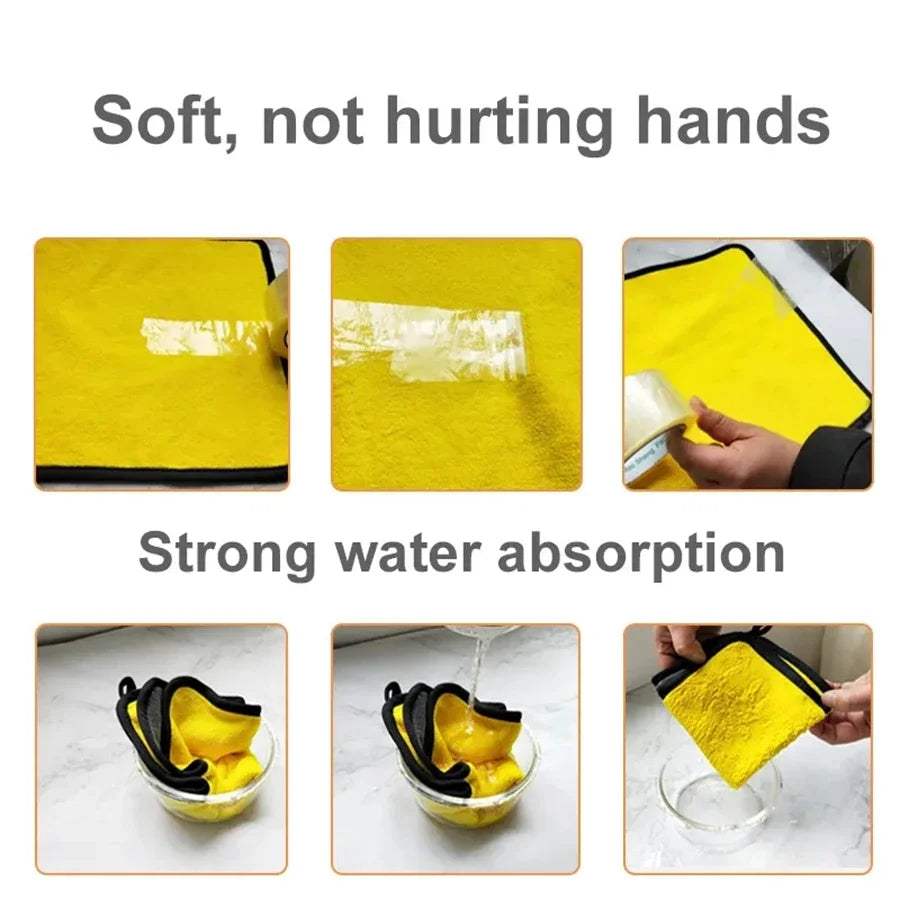 Microfiber Car Cleaning Towels – Thick, Soft, Double-Layer Rags (1/2/6pcs)