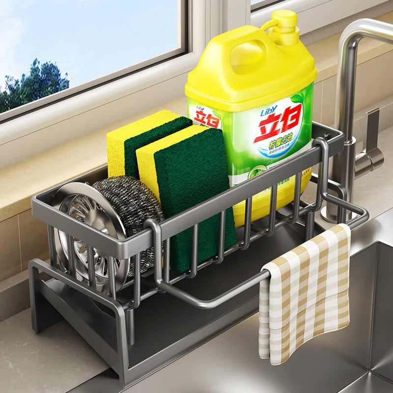 Sink Drain Rack – Sponge, Soap & Towel Holder