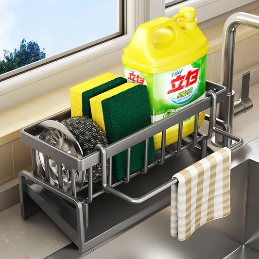 Sink Drain Rack – Sponge, Soap & Towel Holder
