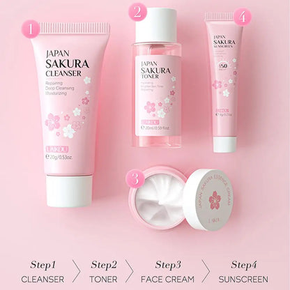 Sakura Beauty Set – Cleanser, Serum, Eye Cream & More