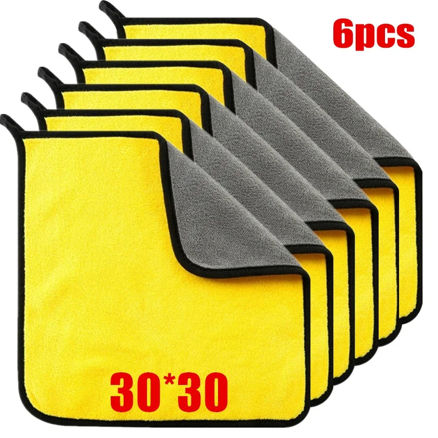 Microfiber Car Cleaning Towels – Thick, Soft, Double-Layer Rags (1/2/6pcs)