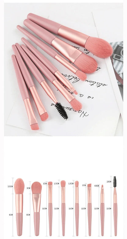 8PCS Portable Makeup Brush Set – Soft & Travel-Friendly
