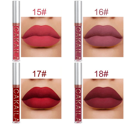 18-Color Dark Red Matte Lip Gloss Set – Long-Lasting & Waterproof