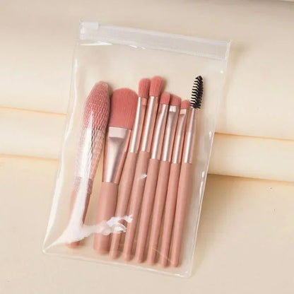 8PCS Portable Makeup Brush Set – Soft & Travel-Friendly