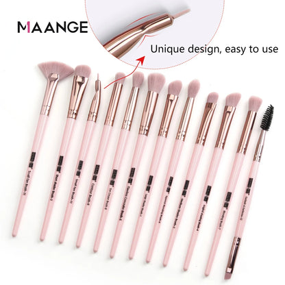 MAANGE 12PCS Eye Makeup Brush Set – Blending, Concealer & Lip Brushes for Beginners