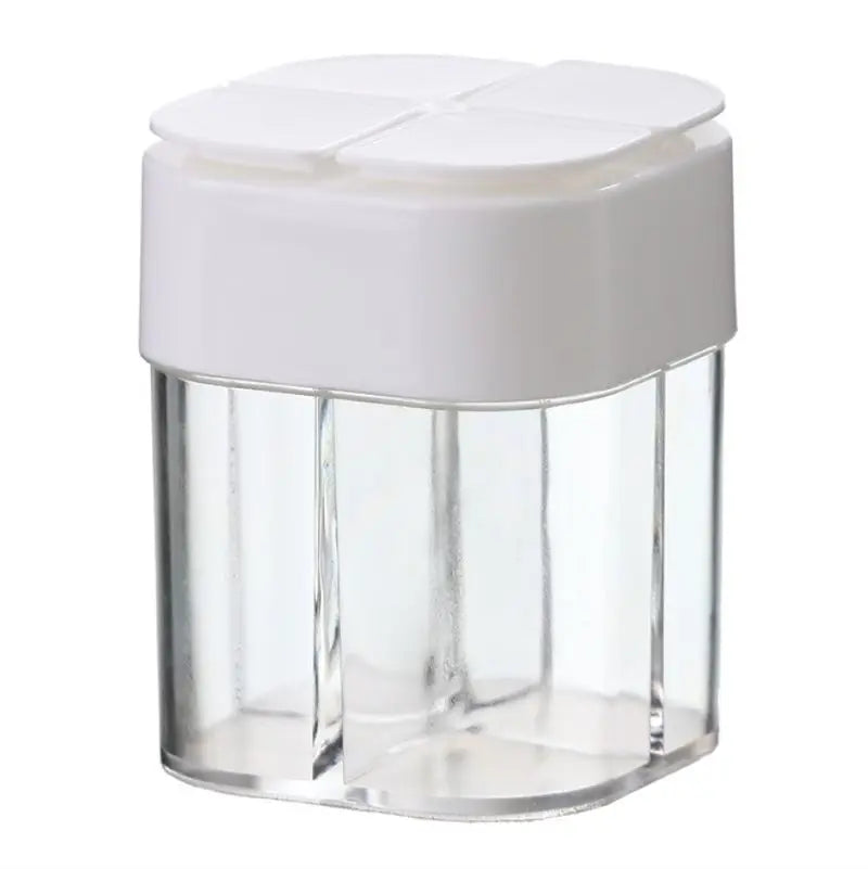 4-in-1 Transparent Spice Dispenser Jar – Multi-Compartment Seasoning Container