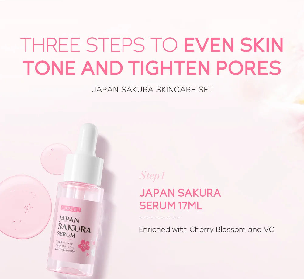 LAIKOU 3-Piece Skincare Set – Vitamin C, Sakura Snail Serum, Eye & Face Cream