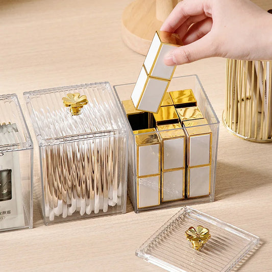 Acrylic Transparent Cotton Swab & Makeup Storage Box