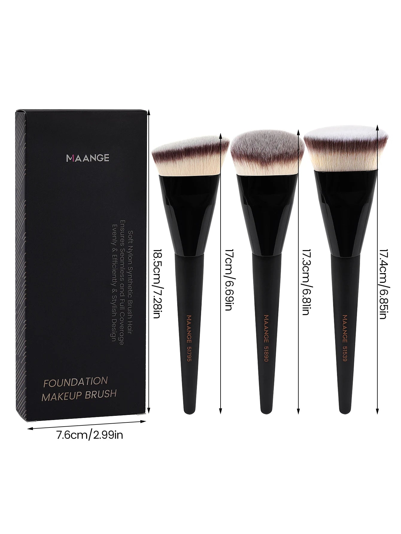 MAANGE 3PCS Foundation Brush Set with Storage Box