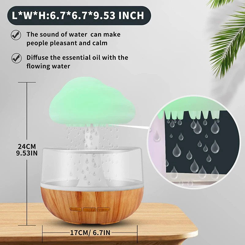 Rain Cloud Humidifier & Night Light – Aromatherapy with Colorful Raindrop Lamp