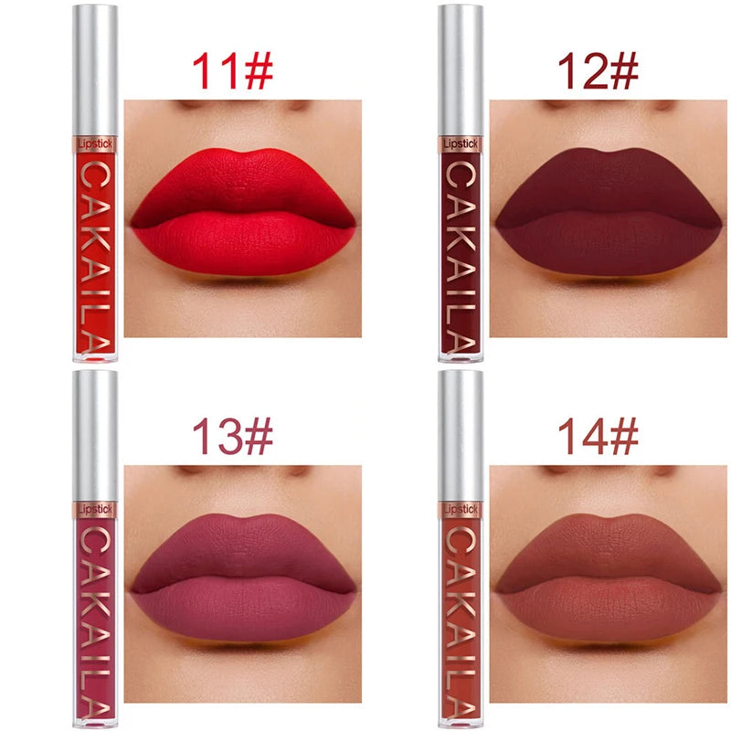 18-Color Dark Red Matte Lip Gloss Set – Long-Lasting & Waterproof
