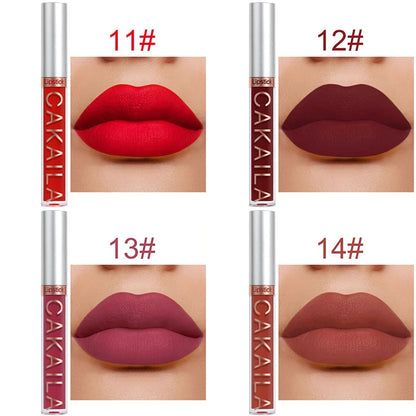 18-Color Dark Red Matte Lip Gloss Set – Long-Lasting & Waterproof