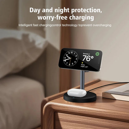 3-in-1 Magnetic Wireless Charger Stand for iPhone 13-16, iWatch 8-10, AirPods Pro