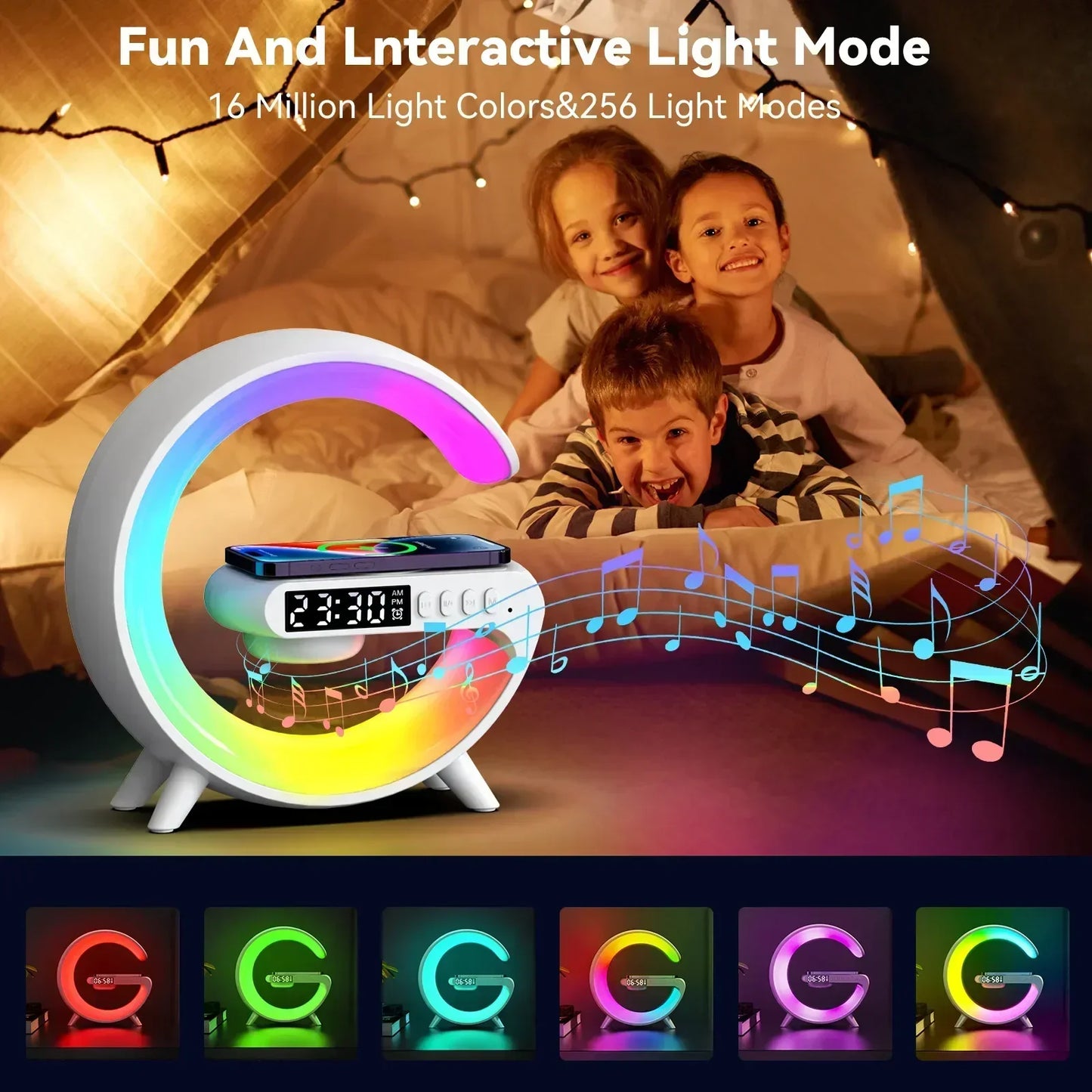 3-in-1 Wireless Charger with Night Light, Speaker & Clock – Fast Charging Station