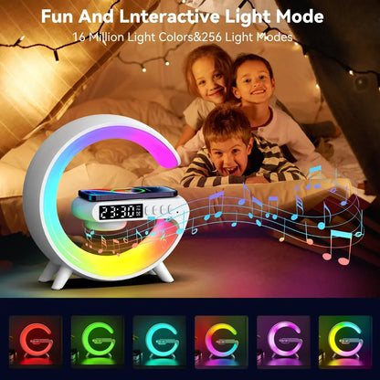 3-in-1 Wireless Charger with Night Light, Speaker & Clock – Fast Charging Station