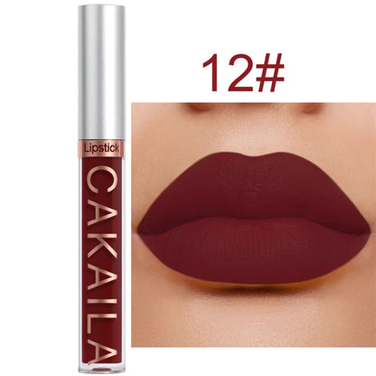18-Color Dark Red Matte Lip Gloss Set – Long-Lasting & Waterproof