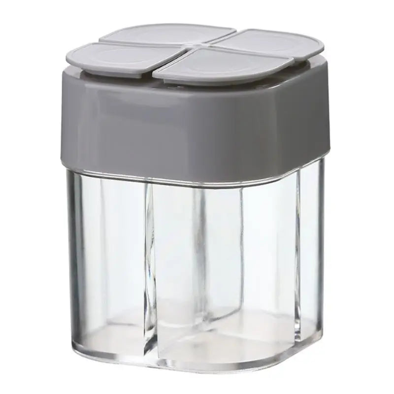 4-in-1 Transparent Spice Dispenser Jar – Multi-Compartment Seasoning Container