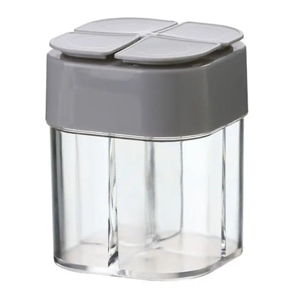 4-in-1 Transparent Spice Dispenser Jar – Multi-Compartment Seasoning Container