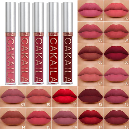 18-Color Dark Red Matte Lip Gloss Set – Long-Lasting & Waterproof