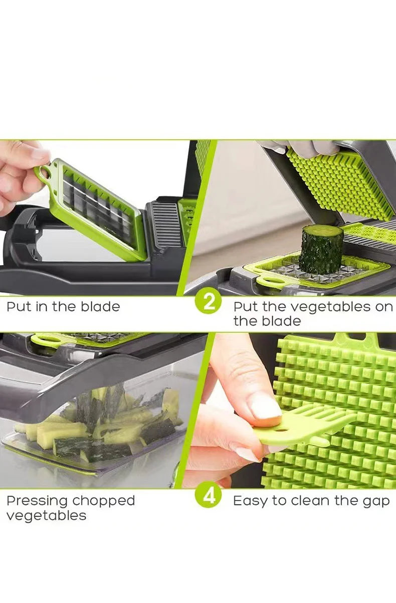 14/16pcs Vegetable Slicer & Chopper Set with Basket