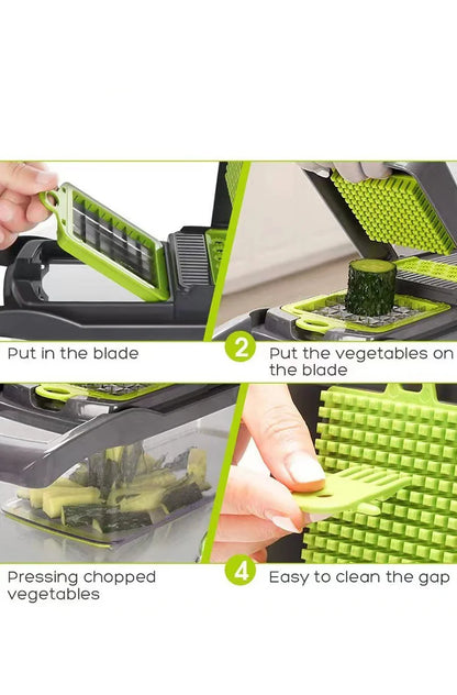 14/16pcs Vegetable Slicer & Chopper Set with Basket