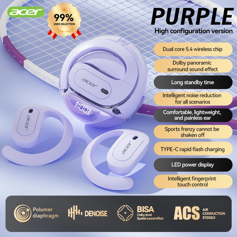 Acer OHR538 Wireless Open-Ear Headphones – Sports & Multi-Device Compatible