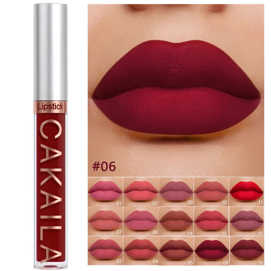 18-Color Dark Red Matte Lip Gloss Set – Long-Lasting & Waterproof