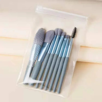 8PCS Portable Makeup Brush Set – Soft & Travel-Friendly