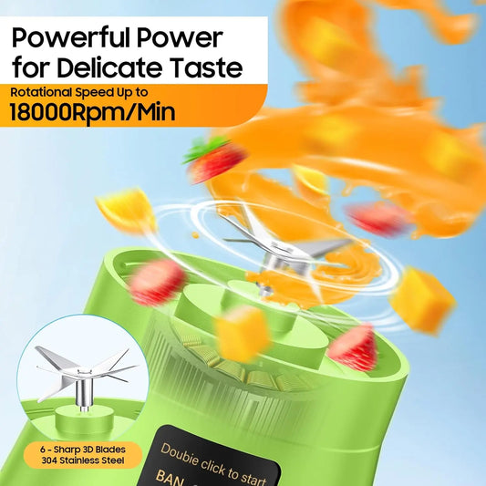Portable USB Rechargeable Mini Juicer Blender – 380ml