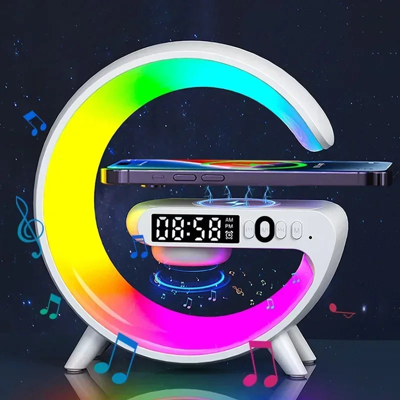 3-in-1 Wireless Charger with Night Light, Speaker & Clock – Fast Charging Station