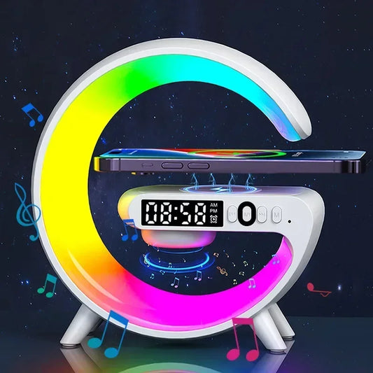 3-in-1 Wireless Charger with Night Light, Speaker & Clock – Fast Charging Station