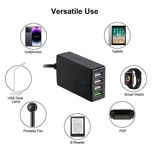 4-Port USB Car Charger with Battery Clip – 12V/24V to 5V Adapter