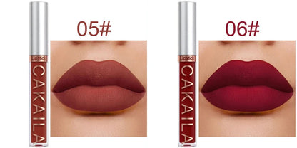 18-Color Dark Red Matte Lip Gloss Set – Long-Lasting & Waterproof