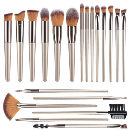 Champagne Makeup Brush Set – 10PCS for Foundation, Blush & Eyeshadow