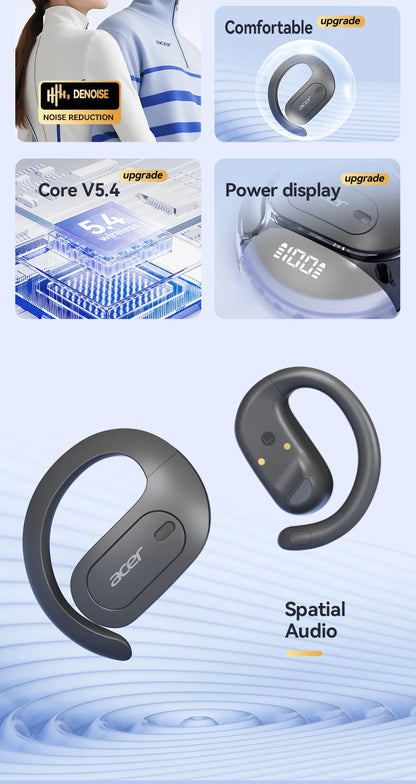 Acer OHR538 Wireless Open-Ear Headphones – Sports & Multi-Device Compatible