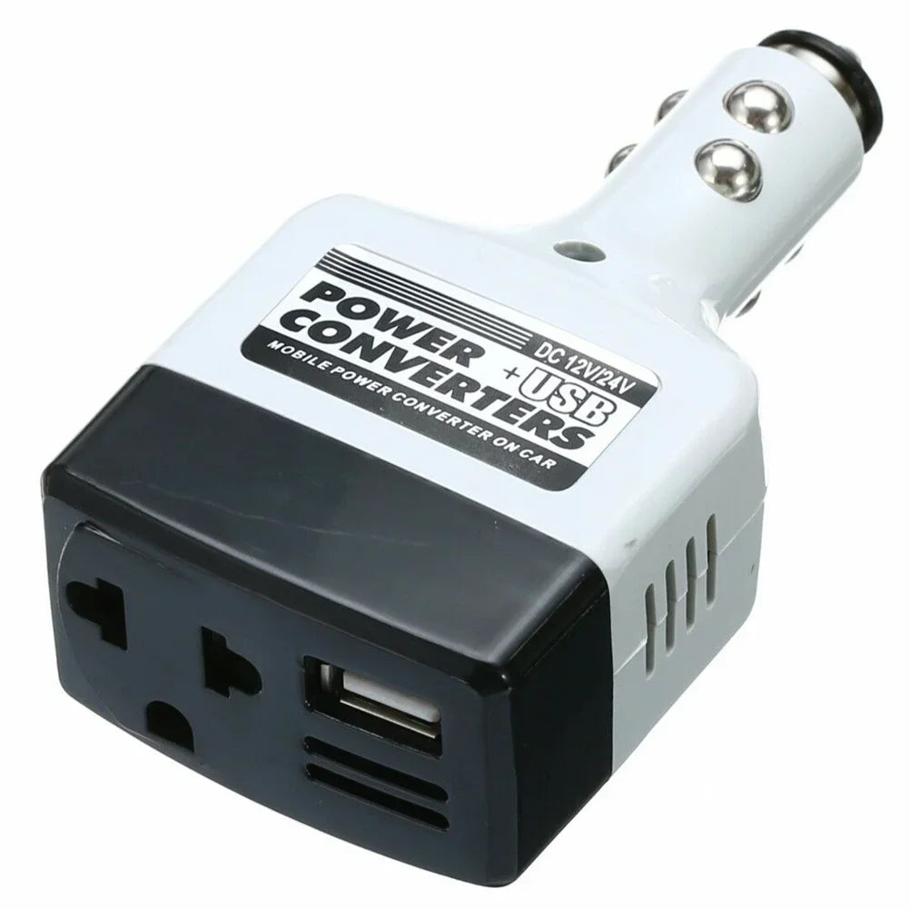 Portable Car Power Inverter – 12V/24V DC to 220V AC Adapter Charger