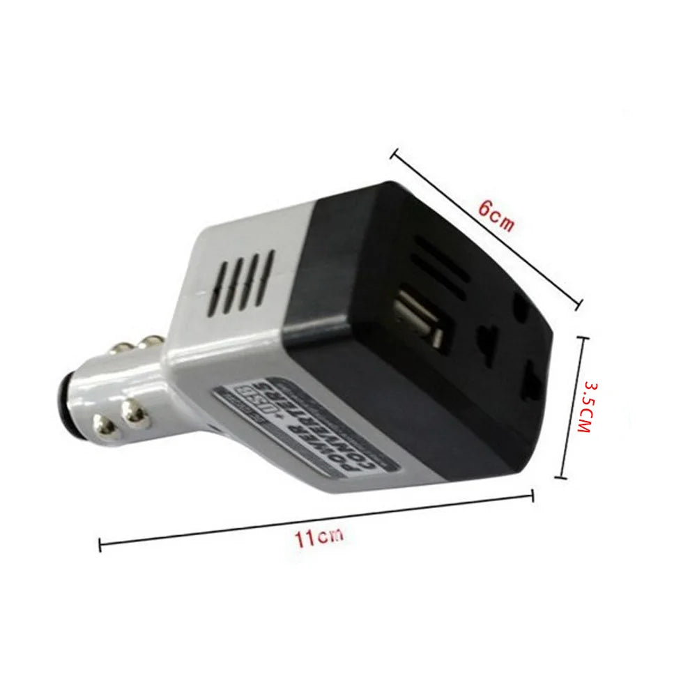 Portable Car Power Inverter – 12V/24V DC to 220V AC Adapter Charger