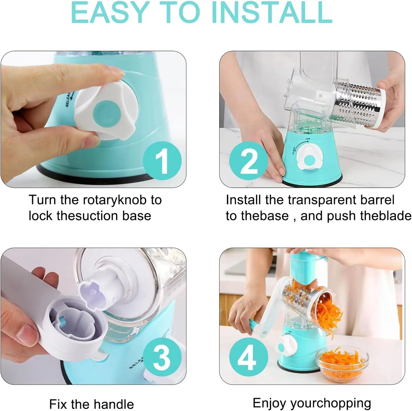 3-in-1 Manual Drum Vegetable Slicer & Grater