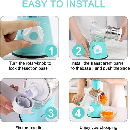 3-in-1 Manual Drum Vegetable Slicer & Grater