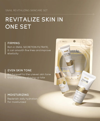 LAIKOU 3-Piece Skincare Set – Vitamin C, Sakura Snail Serum, Eye & Face Cream