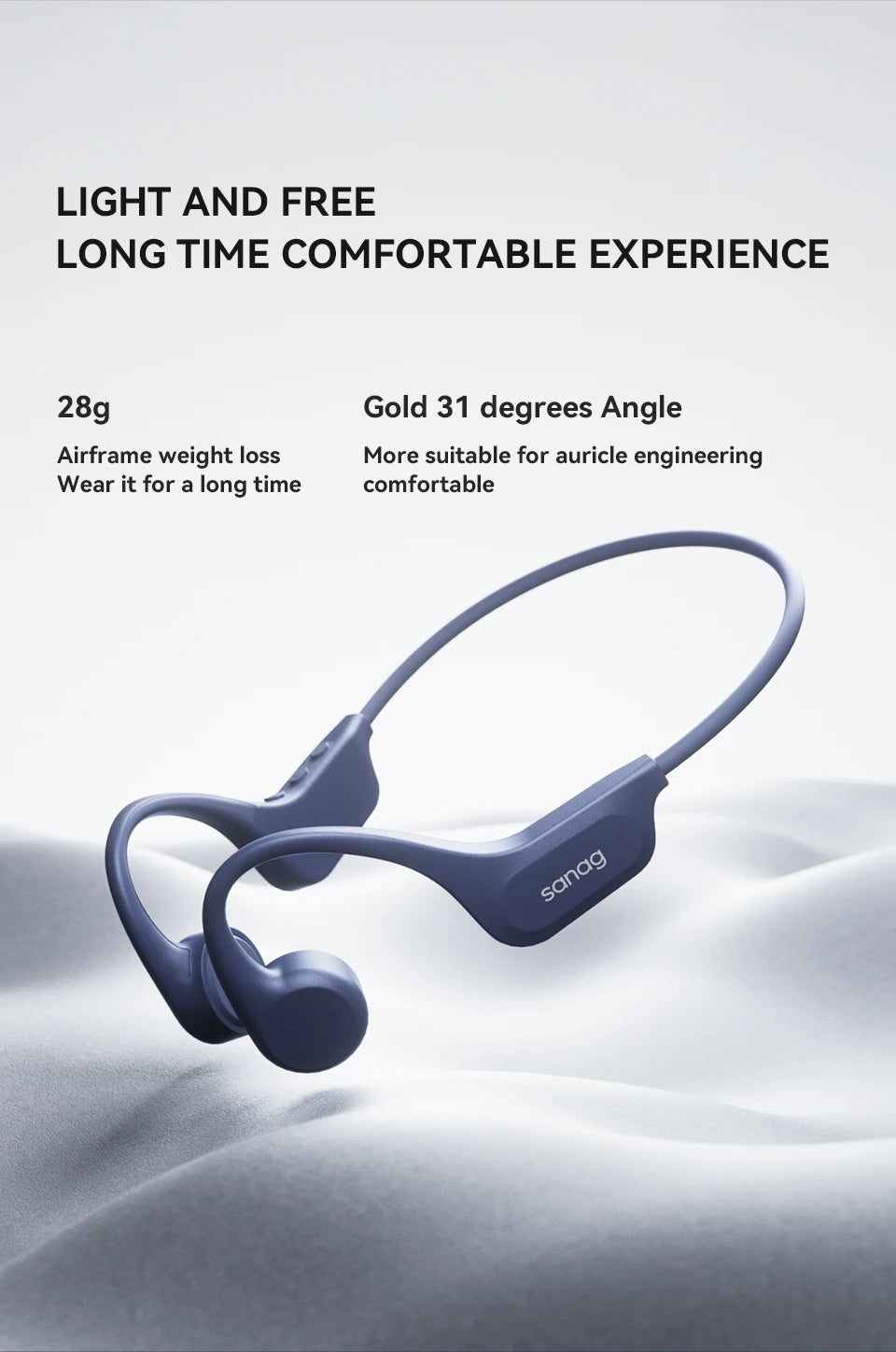 Sanag B60S Waterproof Bone Conduction Earphones – 64GB MP3