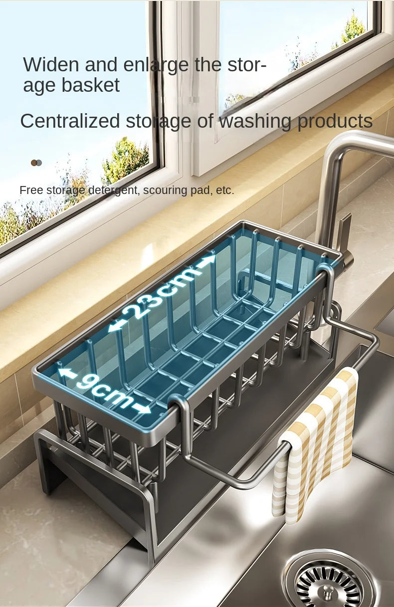 Sink Drain Rack – Sponge, Soap & Towel Holder