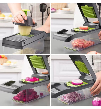 14/16pcs Vegetable Slicer & Chopper Set with Basket