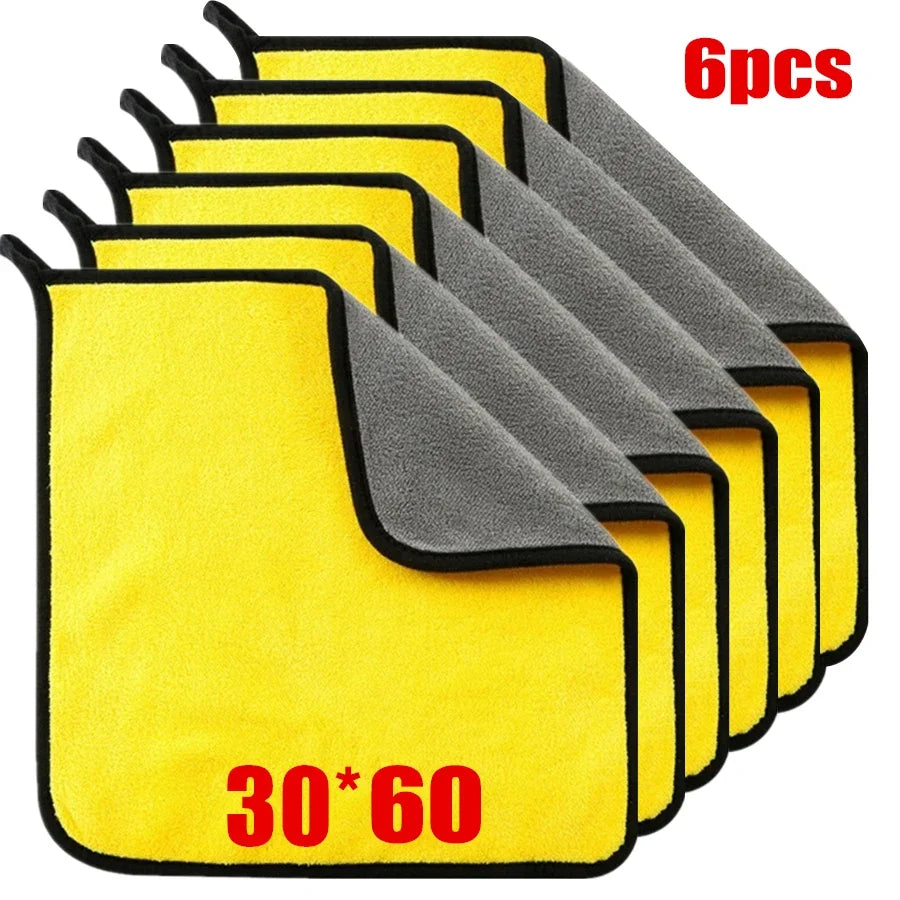 Microfiber Car Cleaning Towels – Thick, Soft, Double-Layer Rags (1/2/6pcs)