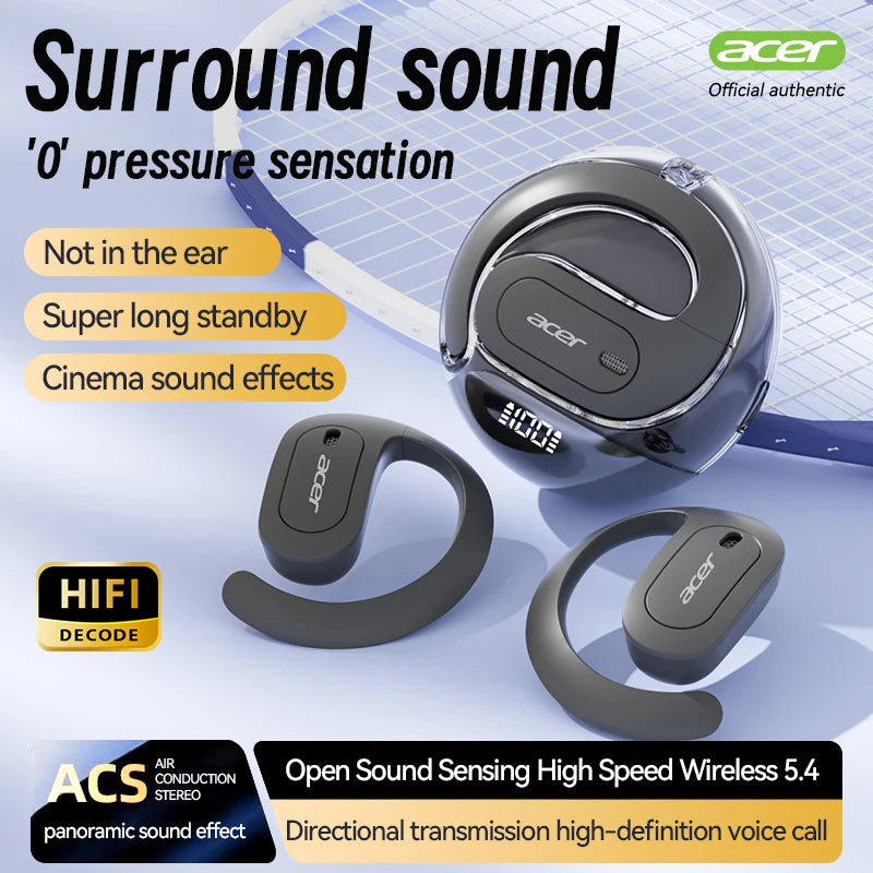 Acer OHR538 Wireless Open-Ear Headphones – Sports & Multi-Device Compatible