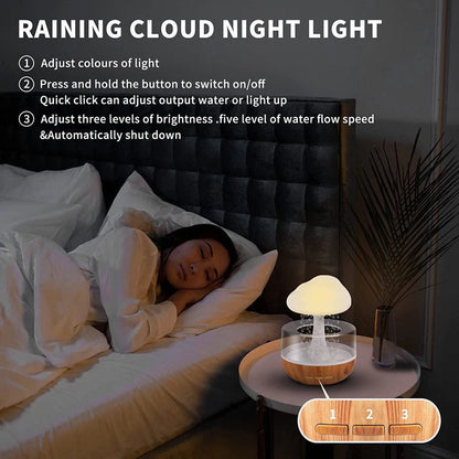 Rain Cloud Humidifier & Night Light – Aromatherapy with Colorful Raindrop Lamp