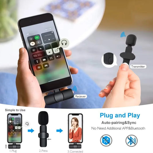 Wireless Lavalier Microphone – Mini Clip-On Mic for iPhone & Android (Live, Video, Gaming)