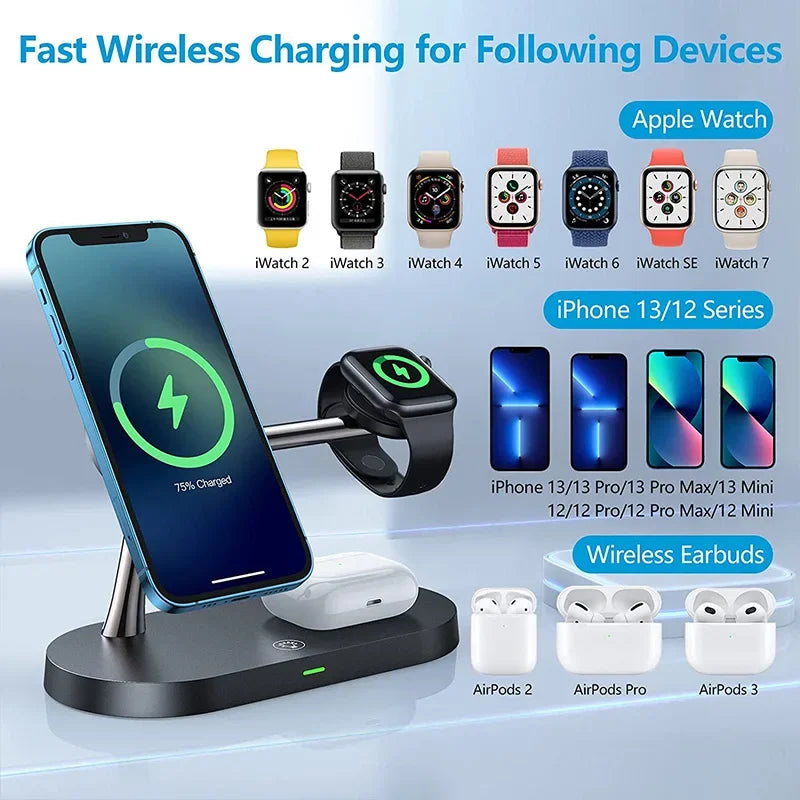 3-in-1 Magnetic Wireless Charger Stand for iPhone & Apple Watch & AirPods
